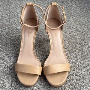 Nude Stiletto Heels Size 8.5 Open Toe Ankle Strap Essex Lane Womens